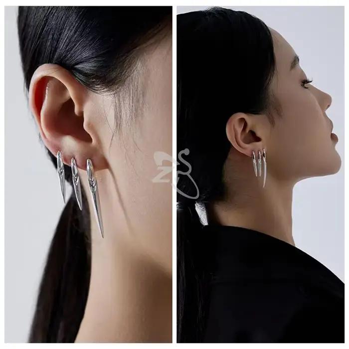 ZS 1 pièce 20G 925 boucles d'oreilles en argent Sterling pour femmes filles baguette forme clous d'oreille Helix Cartilage Piercing bijoux 14MM/24MM