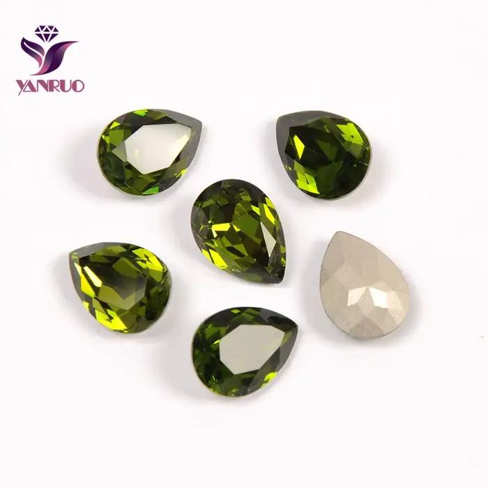 YANRUO-Griffe d'Olivine en Forme de Larme CitroK9, Ornements de Bijoux de Marquage, Clous de Base en