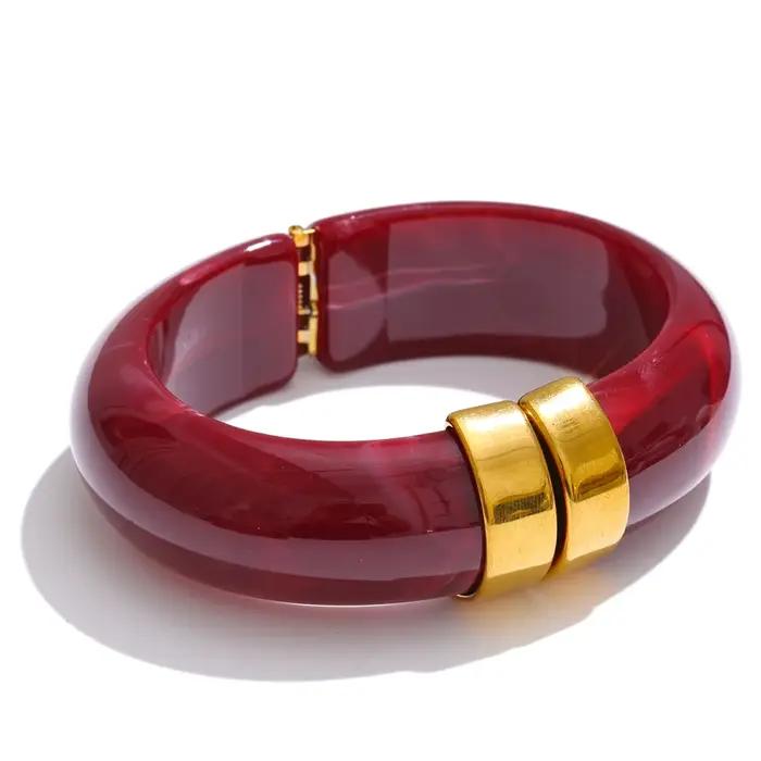 Yhpup 66mm vert rose marron violet acrylique épais Bracelet