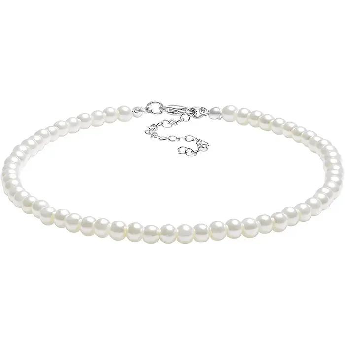 Collier ras du cou multicouche élégant en perles blanches pour femmes