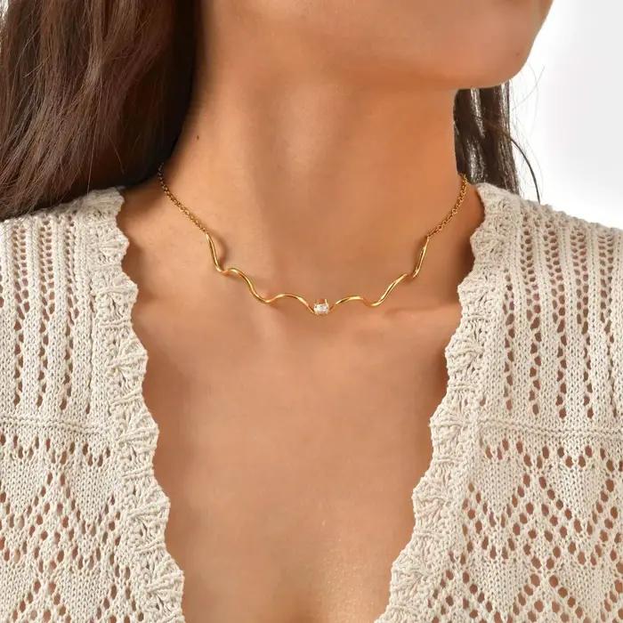 Tigrade – collier rond ondulé en zircone pour femmes