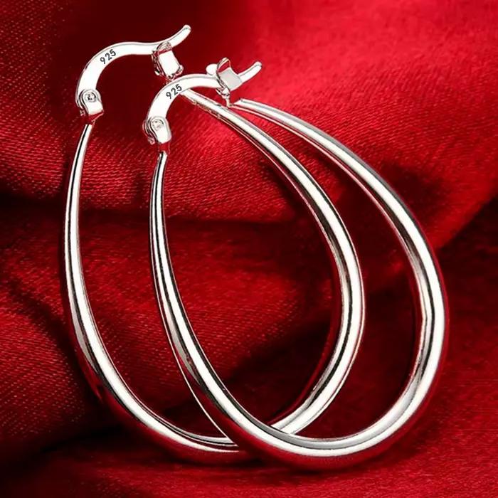 Boucles d'oreilles en argent Sterling 925 pour femmes, grand cercle lisse de 41MM, accessoires de fê