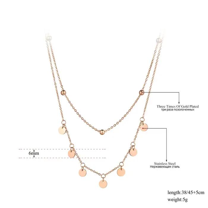 AENINE – collier à double couche en acier titane pour femmes, chaîne à breloques, bijoux de plage, pendentif, N19127