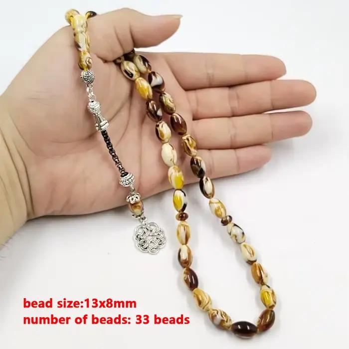 Tasbih Mistak – bracelet misbaha musulman en résine jaune, 33 perles de prière, accessoires turcs, p