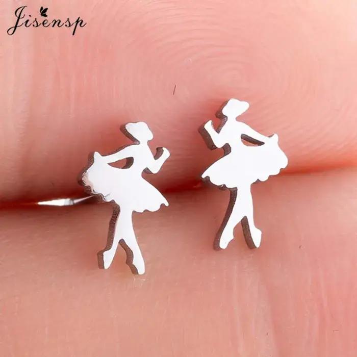 Jisensp – petites boucles d'oreilles dorées en acier inoxydable pour femmes, bijoux de tous les jour