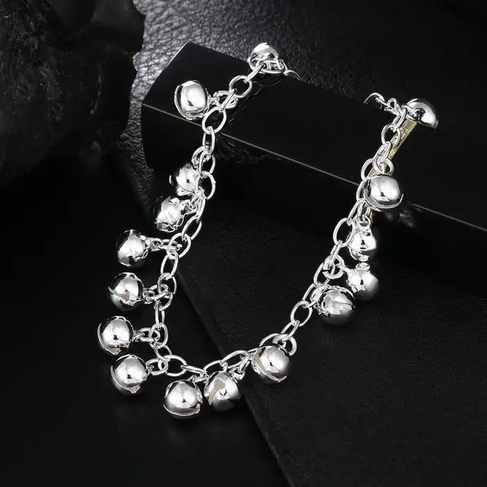 Breloque Chaude à Cloches en Argent Sterling 925 Bracelet Élégant pour Femme Occasions Spéciales Fête Mariage Cadeau Noël