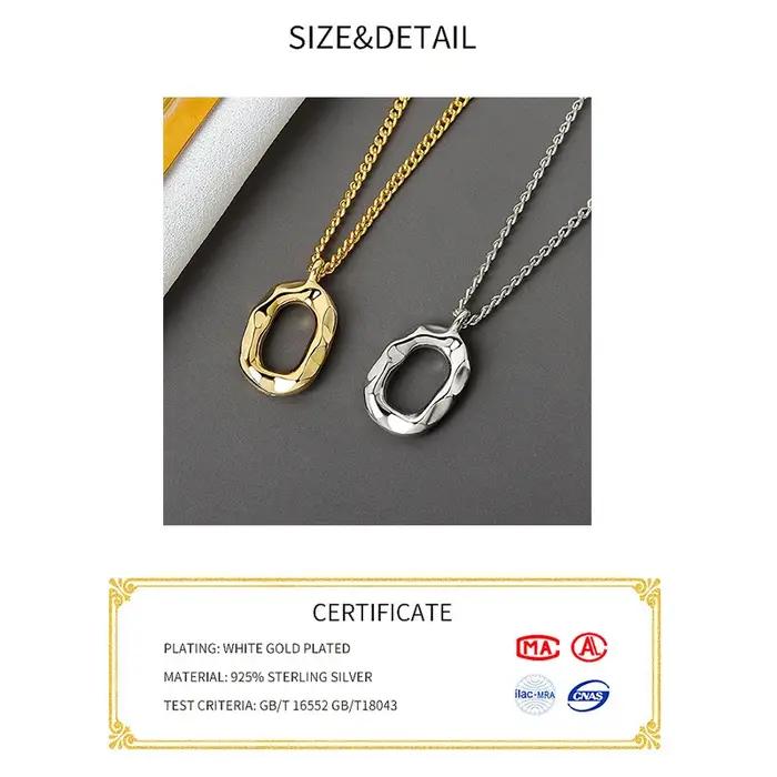 Argent élégant rond couleur or géométrique pendentif collier Bijoux fins pour les femmes