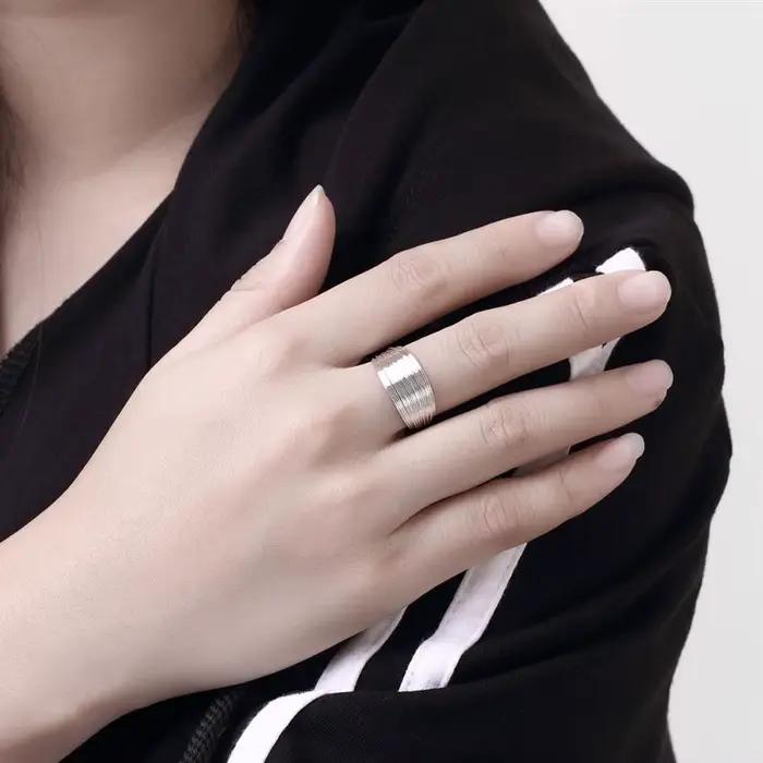 Bagues en argent Sterling 925, ensemble de bijoux pour femmes, fine, rétro, multi-lignes, taille réglable, à la mode, cadeaux de fête, de vacances