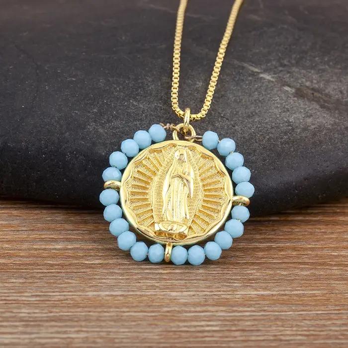 Nidin-Collier pendentif vintage pour hommes et femmes, perles pavées de portrait, nouveaux instituts ChimRound, Joaillerie, 03, fête, beaux cadeaux