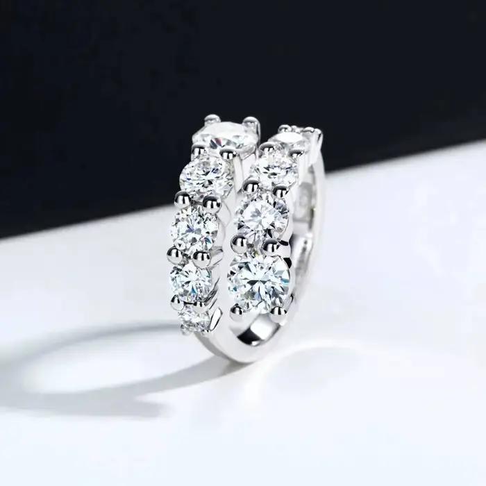 Bagues en Moissanite avec 10 Pierres pour Femme, Diamant de Laboratoire Éclatant et Impeccable, Alli
