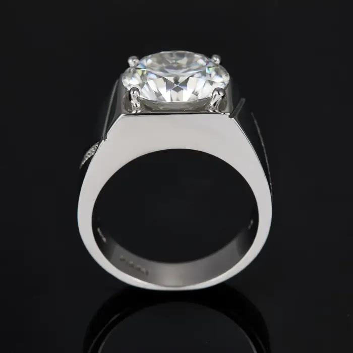 Bague Moissonite de 10 carats, couleur D, pierre principale Moissonite, pierres latérales Zirconium, bijou classique pour hommes et femmes, occasion mariage, coffret cadeau inclus