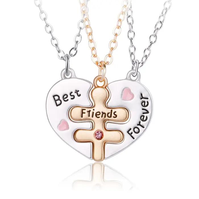 Collier magnétique en forme de coeur pour femme, meilleurs amis, coutures pour toujours, mignon, Pmo