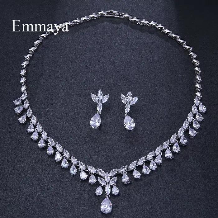 Emmaya – collier et boucles d'oreilles scintillantes en Zircon cubique