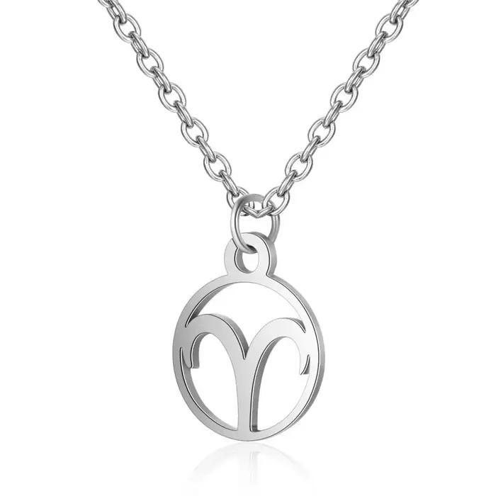 Oly2u acier inoxydable étoile signe du zodiaque 12 Constellation colliers ras du cou pendentifs bélier balance lion Collier cadeau d'anniversaire