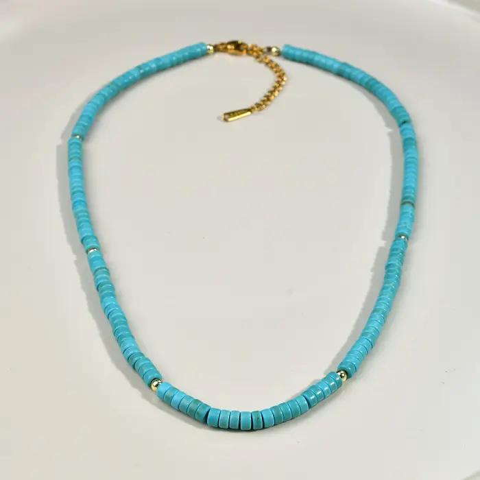 Collier perlé turquoise vintage pour femme, loisirs classiques, bijoux faits à la main, accessoires