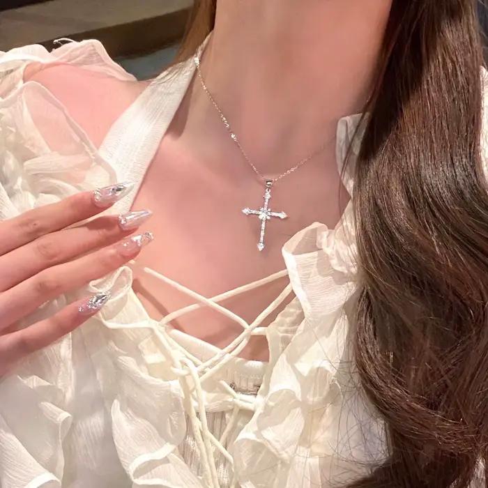 Chaîne de cou en argent sterling 925, colliers en zircon, bijoux pour femmes, charmes élégants et esthétiques, accessoires en argent 925