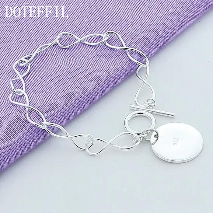 DOTEFFIL – Bracelet de marque rond en argent Sterling 925, chaîne avec pendentif, breloque pour fête de fiançailles et de mariage, bijoux à la mode