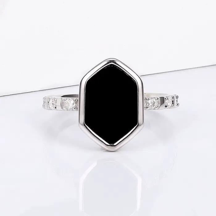 Bagues personnalisées en Onyx noir, incrustations de Moissanite pour femmes et hommes, en argent Sterling 925, bijoux fins de fête, cadeaux, offre spéciale