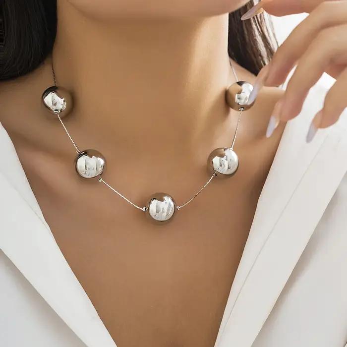 Collier ras du cou créatif en acrylique perles de grande boule pour femmes style Punk Goth chaîne de cuivre occasionnelle party accessoris gothique
