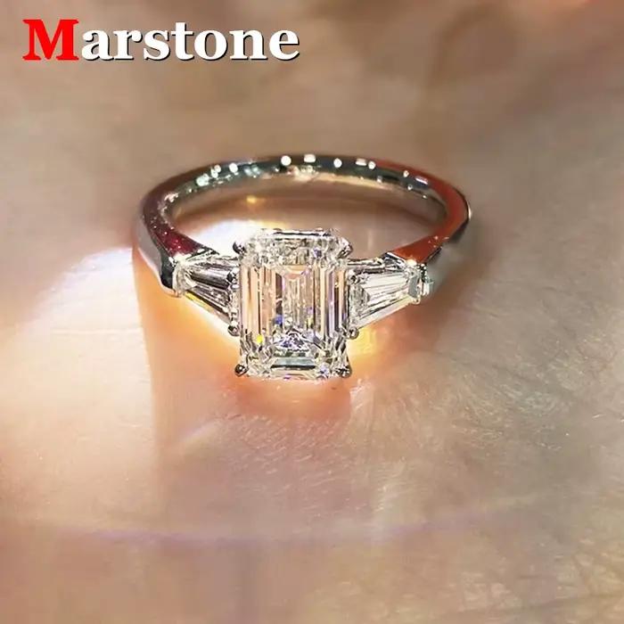 Bague pour femme en argent S925 plaqué or blanc 18 carats avec émeraude 2 carats et moissanite couleur D, bijoux fins pour femme