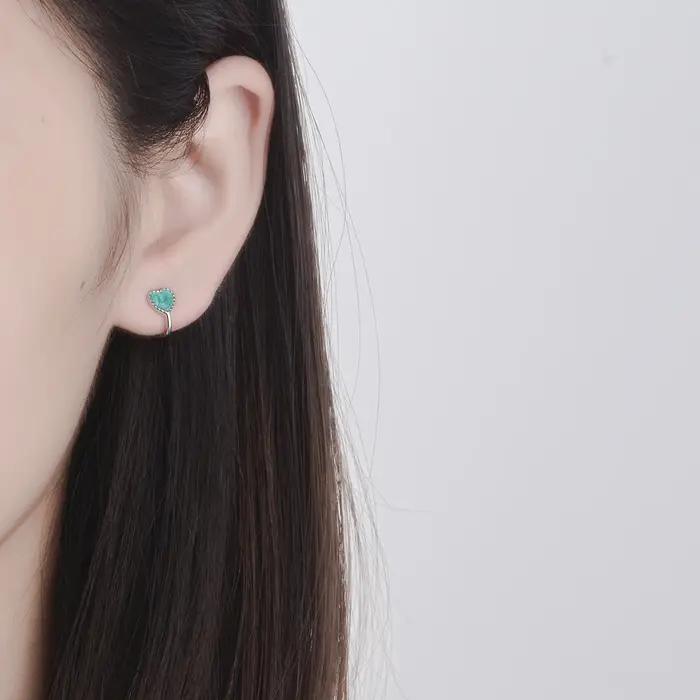 Boucle d'oreille clip coeur en argent 925 pour enfants